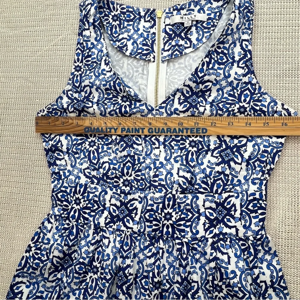 Milly for Design Nation Blue White Aztec Boho Print Fit & Flare Dress Size 4 - Picture 7 of 9